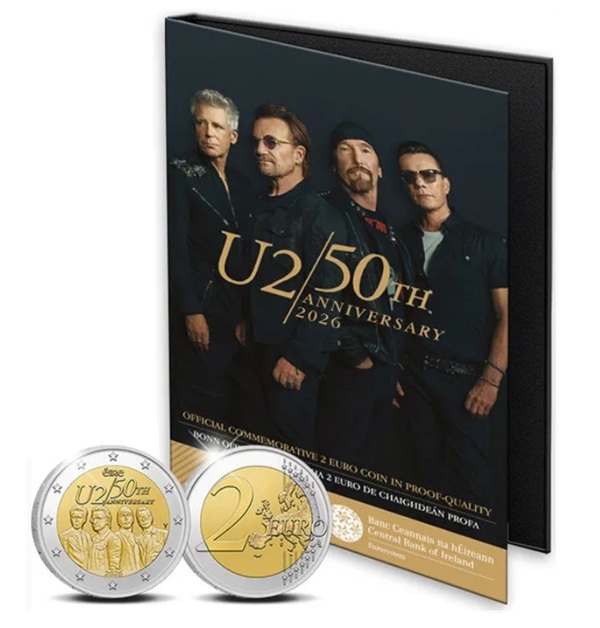 commemorative da 2 euro moneta monete irlanda u2 pop rock croazia radio tv portogallo rorary international numismatica collezione