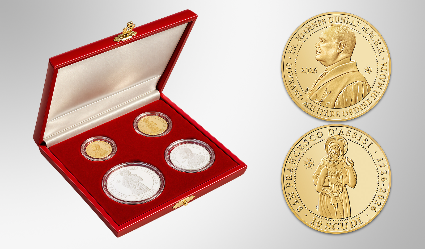 monete 2026 dello smom sovrano militare ordine di malta oro argento rame numismatica san fraancesco infermità disabilità solidarietà noel galea bason collezione tiratura limitata