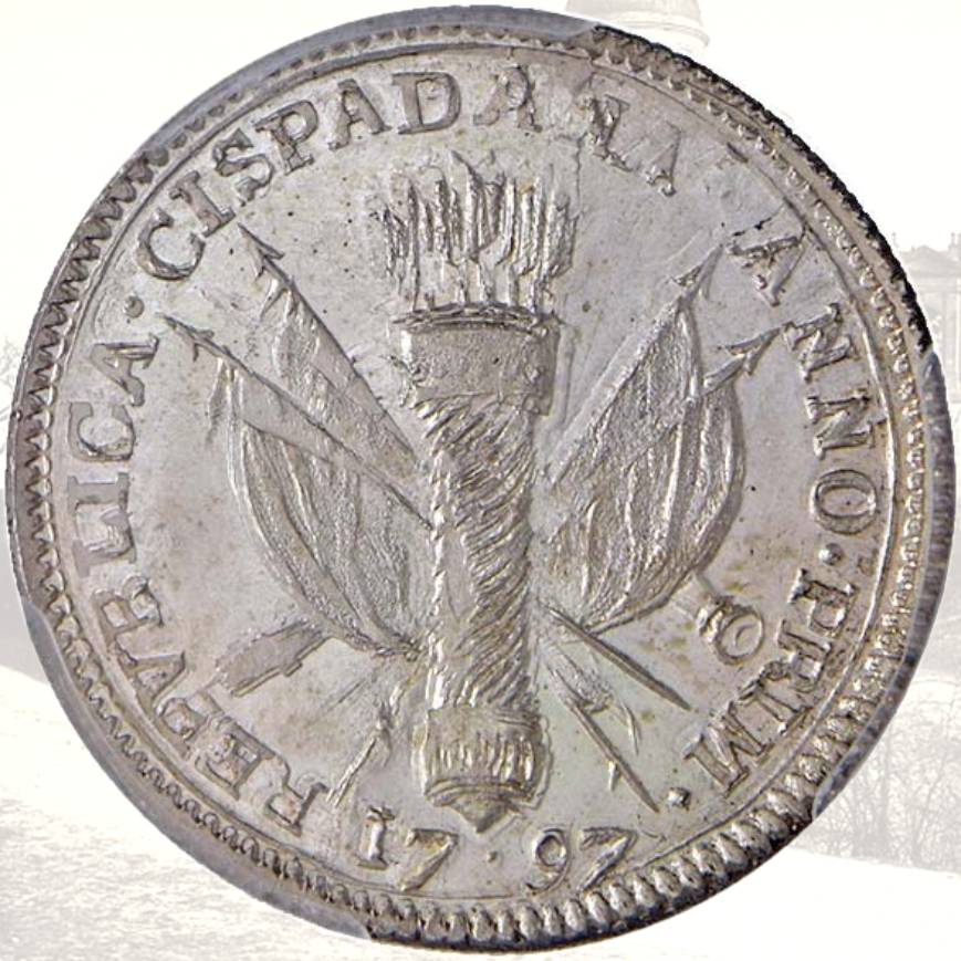 repubblica cispadana moneta monete prova 20 lire doppia oro argento rame rarità numismatica tricolore bandiera madonna di san luca bologna